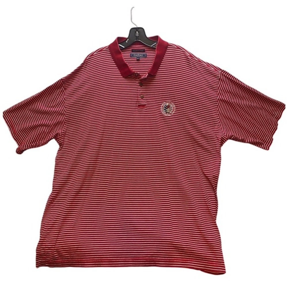 US Open Polo‎ Shirt Mens 2XL Red Stripe 2005 Pinehurst Golf Putter Boy Logo Mens